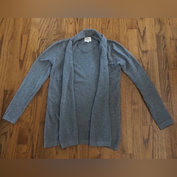 JCPenney St. John’s Bay Gray Ribbed Knit Open Front Cardigan Sweater Petite S - Picture 2 of 8